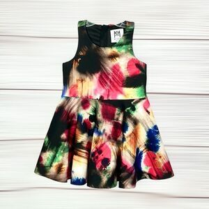 Milly Minis Graffiti-Print Fit & Flare Racerback Dress Black Multicolor size 3